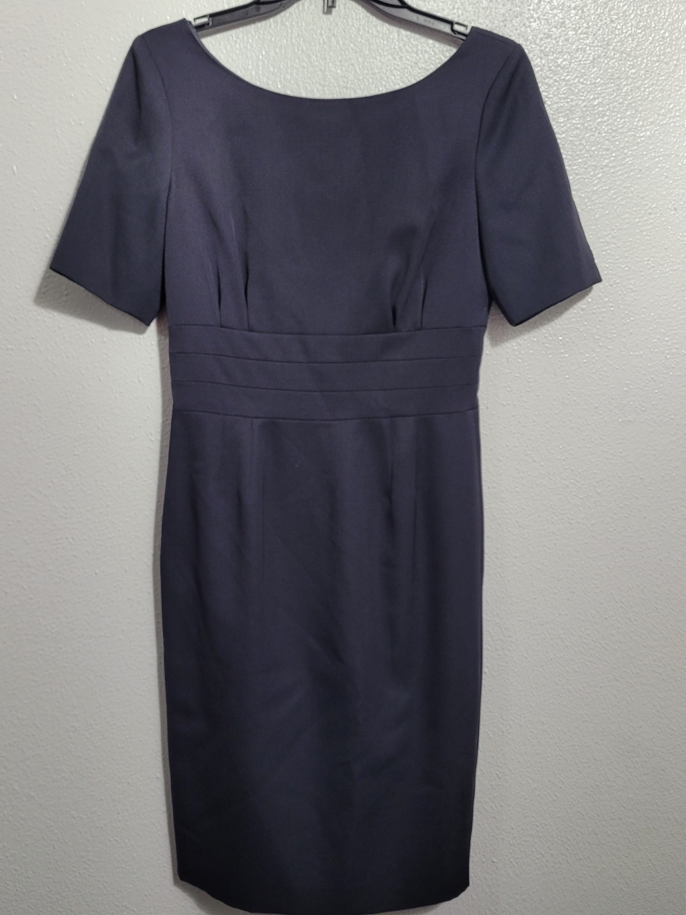 J. Crew Navy Short-Sleeve Midi 100% Wool Lined Dress